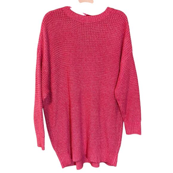 Torrid NWT 3X Virtual Pink Waffle Knit Drop Shoulder V-Neck Pullover Sweater - Picture 2 of 6